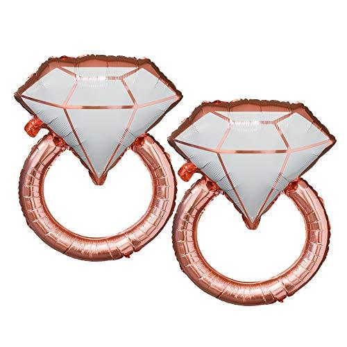 Giant Diamond Ring Balloons, Bachelorette Engagement Wedding Party Decor, 2 pcs, Rose Gold - Lasercutwraps Shop