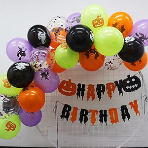 62PCS Halloween Party Balloons Decorations, 12 Inch Black Orange Purple Green Confetti Balloons for Kids Halloween Birthday Bachelorette Party Decorations Supplies - Lasercutwraps Shop