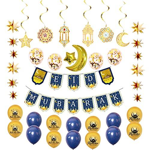 Ramadan Mubarak Party Decoration Supplies Eid Mubarak Banner Eid Mubarak Latex Balloons - Lasercutwraps Shop