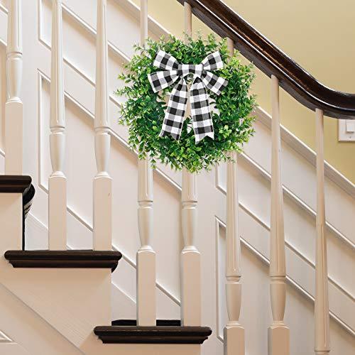 15 Inches Artificial Boxwood Wreath Spring Summer Wreath Faux Green Leaves Greenery Wreath - Lasercutwraps Shop