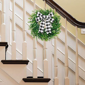 15 Inches Artificial Boxwood Wreath Spring Summer Wreath Faux Green Leaves Greenery Wreath - Lasercutwraps Shop