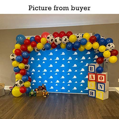 118pcs Blue Red Yellow Cow Printed Balloon Garland Kit for Farm Birthday Party - Lasercutwraps Shop