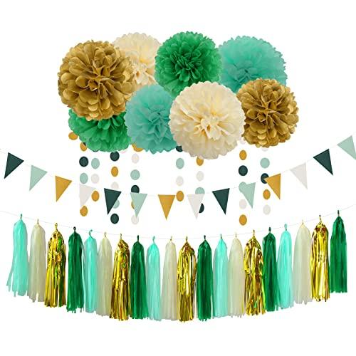 30pcs Rustic Wedding Tissue Pom Poms,Tassel Garland Banner,Birthday Gender Reveal Bachelorette Engagement Party Decor Baby Shower Decoration - Lasercutwraps Shop