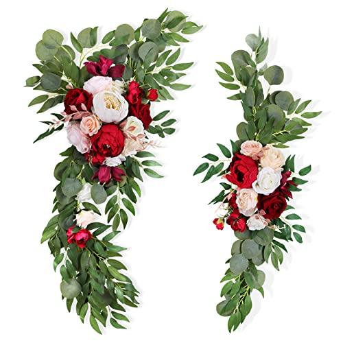 Artificial Wedding Arch Flowers, Eucalyptus Leaves Large Rose&Peony Floral Swags - Lasercutwraps Shop