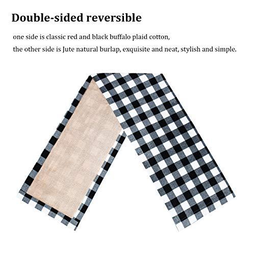 Buffalo Plaid Table Runner, Reversible Burlap & Cotton Table Runner for Christmas Holiday Birthday Party Home Decoration - Lasercutwraps Shop