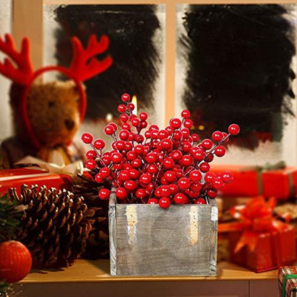 24 Pack Christmas Red Berries Set for Christmas Tree Decoration, Artificial Christmas Red Berry Stems for DIY Crafts - Lasercutwraps Shop