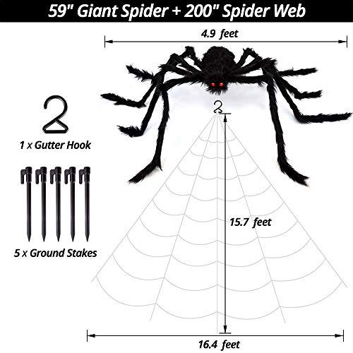 200" Halloween Spider Web + 20" Giant Spider Decorations Fake Spider with Triangular Huge Spider Web - Lasercutwraps Shop