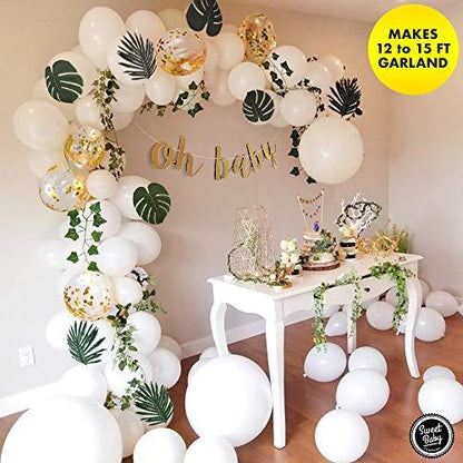 Boho Fake Greenery Baby Shower Decorations Neutral with Balloon Garland Arch Kit - Lasercutwraps Shop