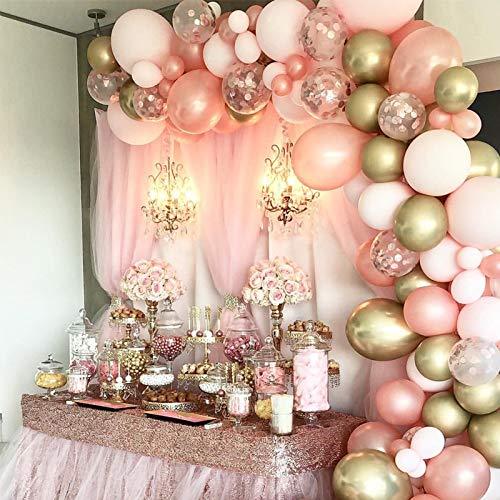 Rose Gold Balloons 125pcs 12 Inch Gold and Pink Balloons Garland Arch Kit for Baby Shower - Lasercutwraps Shop