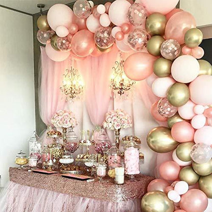 Rose Gold Balloons 125pcs 12 Inch Gold and Pink Balloons Garland Arch Kit for Baby Shower - Lasercutwraps Shop