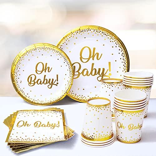 Gold Baby Shower Tableware Set for Boy or Girl Party Decorations - Lasercutwraps Shop