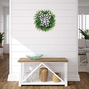 15 Inches Artificial Boxwood Wreath Spring Summer Wreath Faux Green Leaves Greenery Wreath - Lasercutwraps Shop