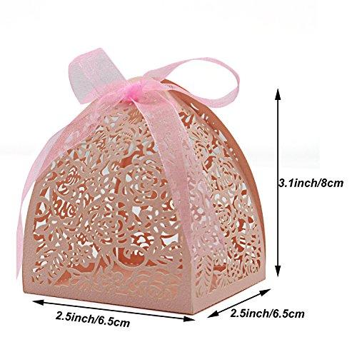 Pack of 50 Laser Cut Rose Candy Boxes, Favor Boxes 2.5"x 2.5"x 3.1", Gift Boxes - Lasercutwraps Shop