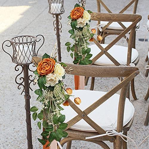 6pcs Wedding Aisle Decorations Church Chair Bench Pew Bows for Wedding Ceremony - Lasercutwraps Shop