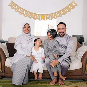Jute Burlap Ramadan Mubarak Banner with Moon and Star Mantel Fireplace Decoration - Lasercutwraps Shop
