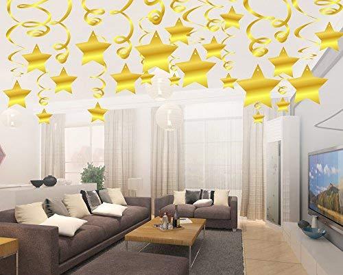 Gold Star Hanging Swirl Decorations,Hanging Gold Party Supplies for Graduation Wedding Baby Shower Decorations,Pack of 30 - Lasercutwraps Shop