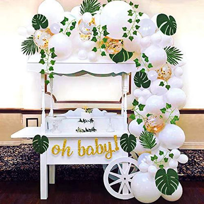 Boho Fake Greenery Baby Shower Decorations Neutral with Balloon Garland Arch Kit - Lasercutwraps Shop