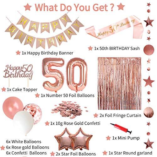 50th Birthday Decorations for Women, Happy Birthday Banner for Birthday Party Backdrop - Lasercutwraps Shop