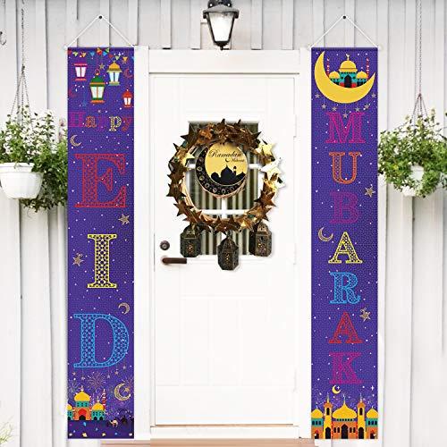 Eid Mubarak Decorations Set Eid Mubarak Porch Sign - Happy Eid Mubarak Banner Hanging Sign - Lasercutwraps Shop
