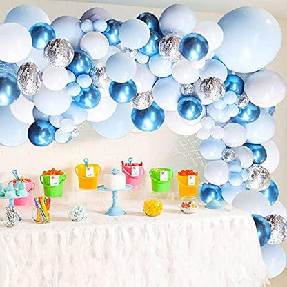 Blue Balloon Garland Arch Kit - 126 Pieces/PCS Metallic Blue White and Silver Confetti Latex Balloons for Baby Shower Birthday - Lasercutwraps Shop