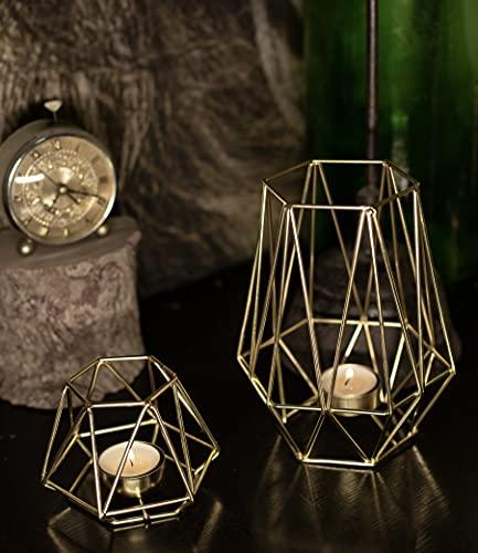 Set of 2 Gold Geometric Terrarium Tealight Candle Holders for Wedding Table Decorations and Wedding Centerpieces - Lasercutwraps Shop