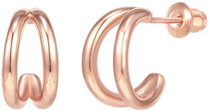 14K Gold Plated Sterling Silver Split Hoop Huggie Earrings - Lasercutwraps Shop