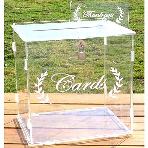 Wedding Card Box for Wedding Reception, Clear Card Boxes with Lock, Gift Card Box Money Box Holder for Reception - Lasercutwraps Shop