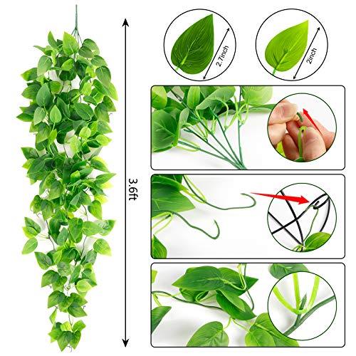 3pcs Artificial Hanging Plants, 3.6ft Fake Hanging Plant, Fake Ivy Vine for Wall House Room Indoor Outdoor Decoration (No Baskets) - Lasercutwraps Shop