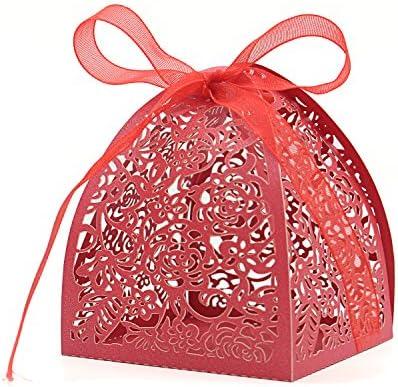 50PCS Laser Cut Rose Candy Boxes, Favor Boxes Gift Boxes for Bridal Shower Anniverary Birthday Party Wedding Favor - Lasercutwraps Shop