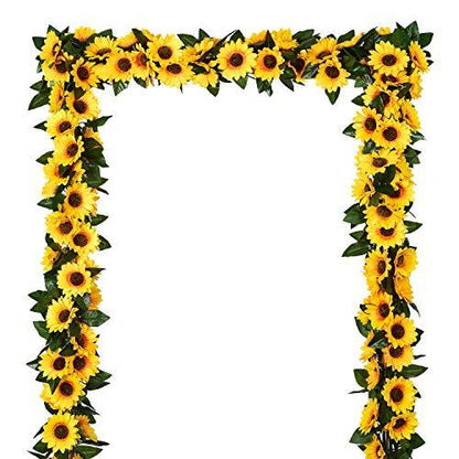 3 Pack Artificial Sunflower Garland Silk Sunflower Vine Artificial Flowers with Green Leaves Wedding Table Decor - Lasercutwraps Shop