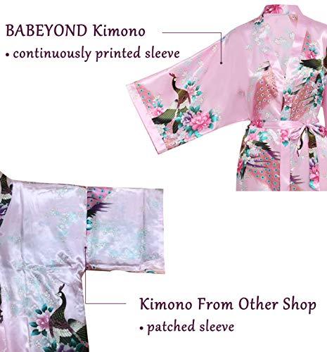Women's Kimono Robe Long Robes with Peacock and Blossoms Printed Kimono Outfit (Black) - Lasercutwraps Shop