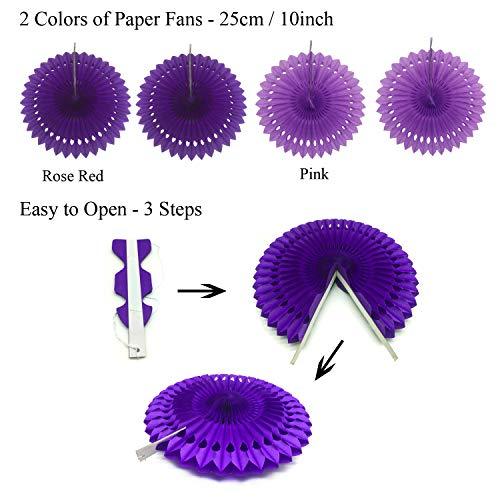 21Pcs Purple and Lavender Hanging Paper Fans, Pom Poms Flowers for Wedding and Birthday - Lasercutwraps Shop
