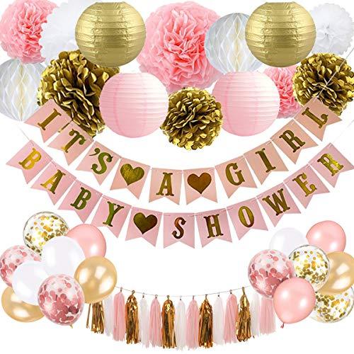 Pink and Gold Baby Shower Decoration Set for Baby Girl - Lasercutwraps Shop