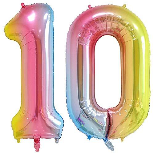 Number 10 Balloons, Rainbow, 40 Inch - Lasercutwraps Shop