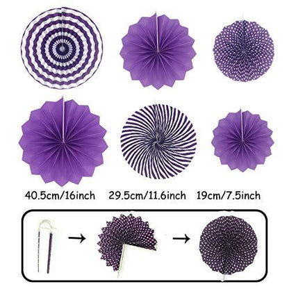 21Pcs Purple and Lavender Hanging Paper Fans, Pom Poms Flowers for Wedding and Birthday - Lasercutwraps Shop