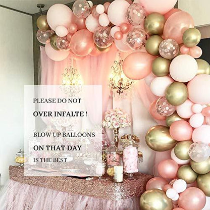 Rose Gold Balloons 125pcs 12 Inch Gold and Pink Balloons Garland Arch Kit for Baby Shower - Lasercutwraps Shop