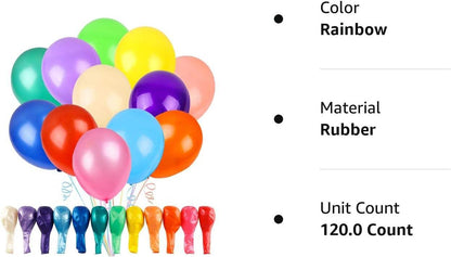 120 Balloons Assorted Color 12 Inches Rainbow Latex Balloons, 12 Bright Color Party Balloons for Birthday Baby Shower Wedding Party Supplies - Lasercutwraps Shop