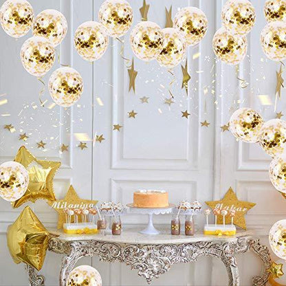 50pcs Gold Confetti Latex Balloons, 12 inch Gold Balloons with Golden Paper Dots for Graduation Wedding Birthday Baby Shower Party Decorations - Lasercutwraps Shop