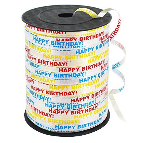 500 Yards Happy Birthday Printed Crimped Curling Ribbon Balloon String Roll Gift Wrapping Ribbon for Party Festival Art Craft Decor Florist Flowers Decoration Supplies - Lasercutwraps Shop