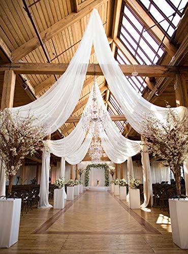 Wedding Arch Decorations 2 Panels 6 Yards White and Light Peach Chiffon Arch Drapes for Wedding Ceremony - Lasercutwraps Shop