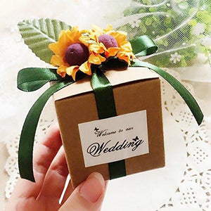 Kraft Paper Favor Boxes,50pcs Cube Candy Boxes Treat Gift Boxes with Thank You Tags for Wedding Bridal Shower Birthday Party - Lasercutwraps Shop
