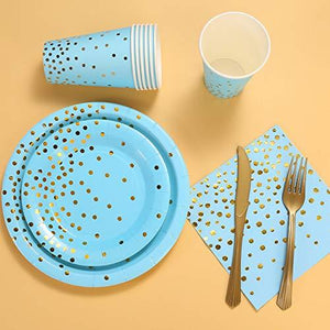 150PCS Golden Dot Disposable Party Dinnerware for Baby Shower, Boy Birthday - Lasercutwraps Shop