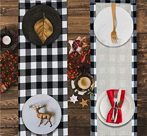 Buffalo Plaid Table Runner, Reversible Burlap & Cotton Table Runner for Christmas Holiday Birthday Party Home Decoration - Lasercutwraps Shop