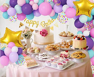 202Pcs Unicorn Birthday Balloons Arch Garland Kit, Confetti Latex Foil Purple Pink Balloons with Happy Birthday Banner - Lasercutwraps Shop