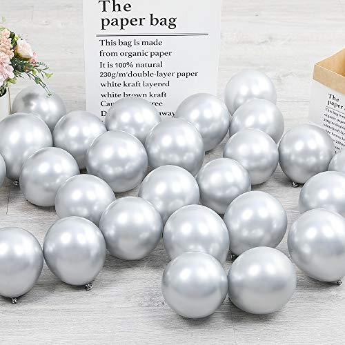 100pcs 5inch Tiny Blue Silver Chrome Metallic Latex Balloons for Birthday Party Bridal Baby Shower Engagement Wedding Party Decorations (Blue Silver) - Lasercutwraps Shop