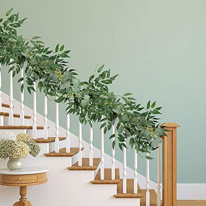 2pcs Fake Greenery Garlands Artificial Silver Dollar Eucalyptus Garland for Weddings - Lasercutwraps Shop