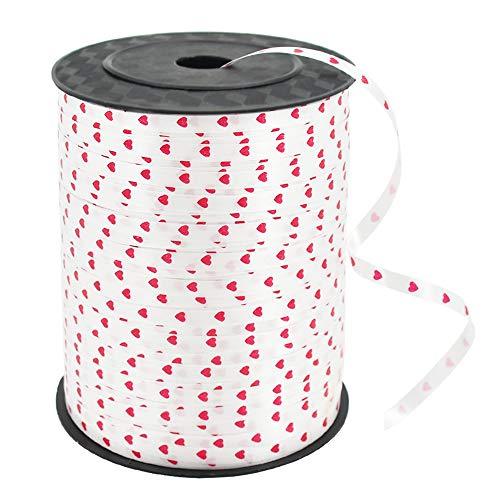 500 Yards White Curling Ribbon Heart Balloon String Valentines Day Gift Roll Wrapping for Party Festival Art Craft Decor Florist Flowers Decoration - Lasercutwraps Shop