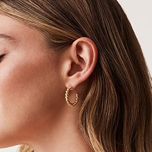 14K Gold Plated 925 Sterling Silver Twisted Rope Round Hoop Earrings in Yellow Gold - Lasercutwraps Shop