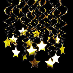 Gold Star Hanging Swirl Decorations,Hanging Gold Party Supplies for Graduation Wedding Baby Shower Decorations,Pack of 30 - Lasercutwraps Shop