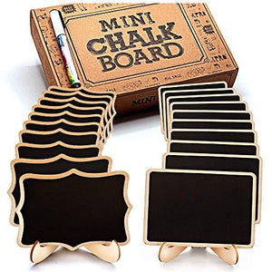 Mini Chalkboard Signs, 20 Pack Framed Small Chalkboard Labels with Easel Stand, Wooden Blackboard for Table Numbers, Food Signs, Wedding Signs, Place Cards and Event Decorations - Lasercutwraps Shop